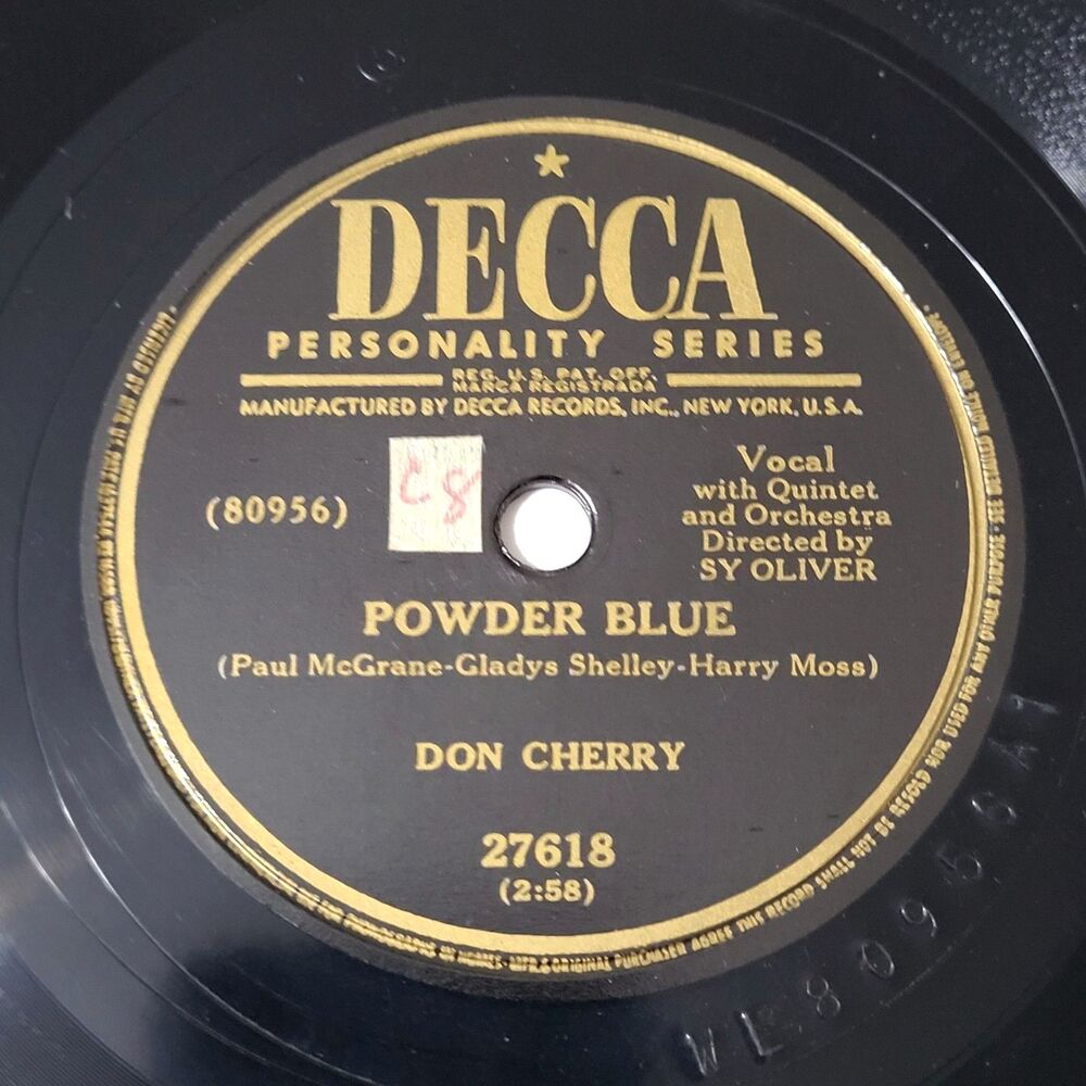 Don Cherry 78 RPM "Powder Blue / Vanity" Decca E- 1951 Pop